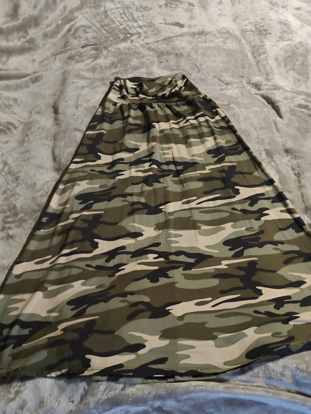 Camo Print Maxi Skirt in Olive Green